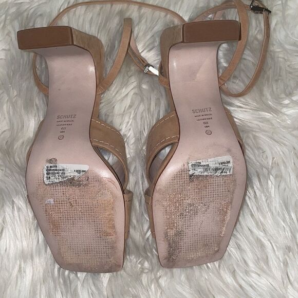 Schutz Anayra Nubuck Honey Beige Sandals - Picture 4 of 7